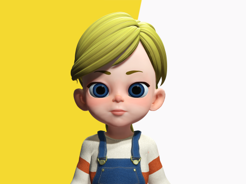 Sister Cartoon girl Rigged child 3D Model