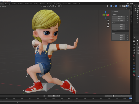 Sister Cartoon girl Rigged child 3D Model