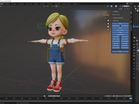 Sister Cartoon girl Rigged child 3D Model