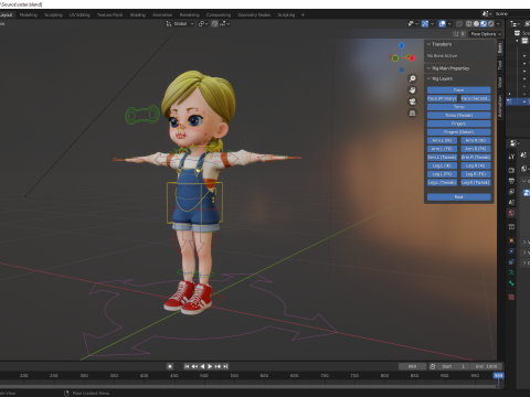 Sister Cartoon girl Rigged child 3D Model