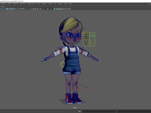 Sister Cartoon girl Rigged child 3D Model
