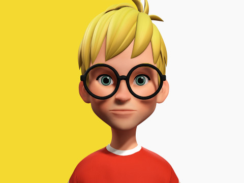 Cartoon Young Teen man child Rigged Low-poly 3D 모델