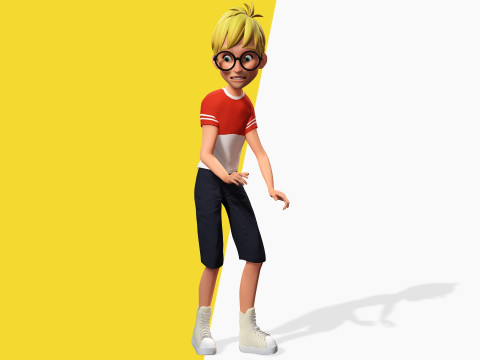 Cartoon Young Teen man child Rigged Low-poly 3D 모델