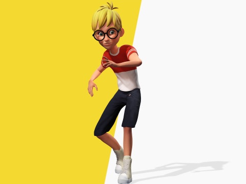 Cartoon Young Teen man child Rigged Low-poly 3D 모델