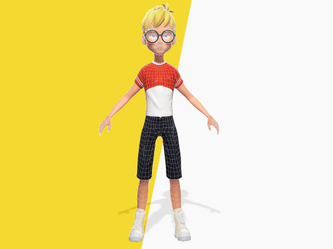 Cartoon Young Teen man child Rigged Low-poly 3D 모델