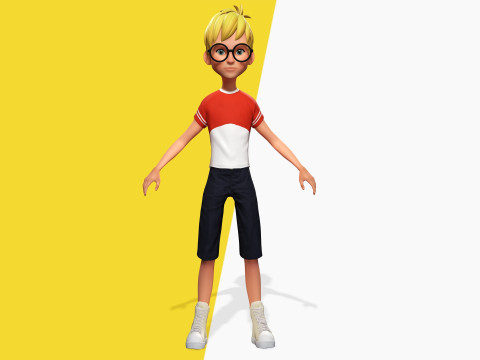 Cartoon Young Teen man child Rigged Low-poly 3D 모델