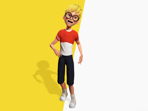 Cartoon Young Teen man child Rigged Low-poly 3D 모델