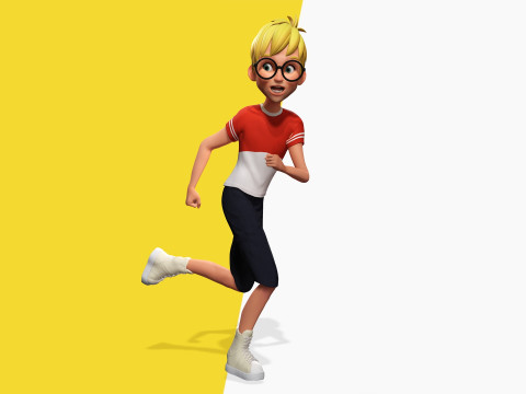 Cartoon Young Teen man child Rigged Low-poly 3D 모델