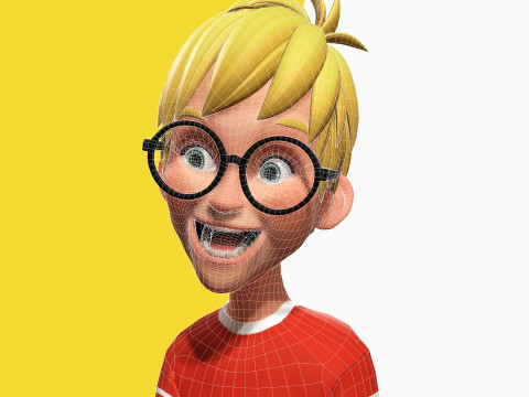 Cartoon Young Teen man child Rigged Low-poly 3D 모델