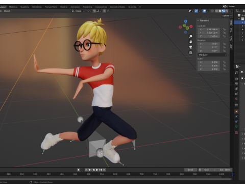 Cartoon Young Teen man child Rigged Low-poly 3D 모델
