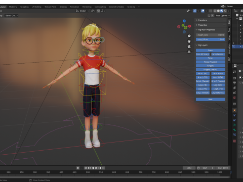 Cartoon Young Teen man child Rigged Low-poly 3D 모델