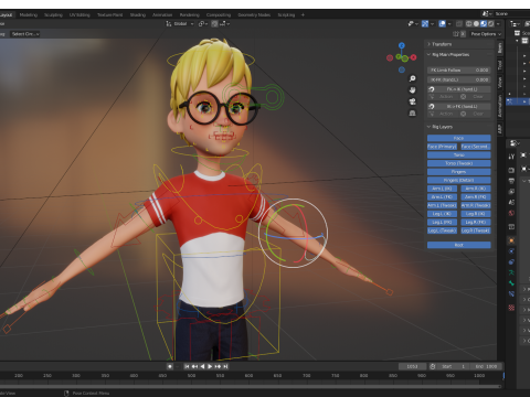 Cartoon Young Teen man child Rigged Low-poly 3D 모델