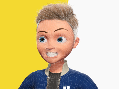 Child Young Teen Cartoon man Rigged Low-poly 3D Model