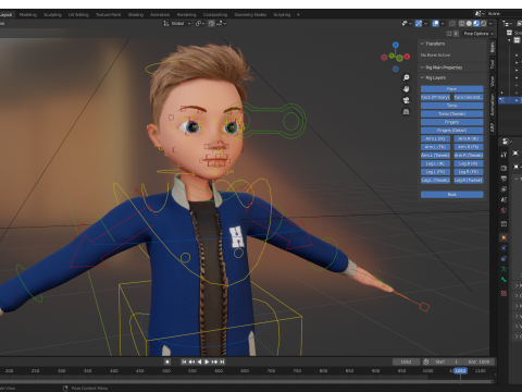 Child Young Teen Cartoon man Rigged Low-poly 3D Model