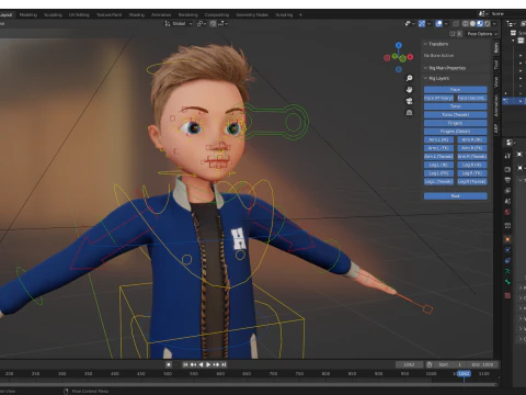 Child Young Teen Cartoon man Rigged Low-poly 3D Model