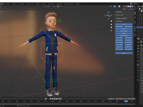 Child Young Teen Cartoon man Rigged Low-poly 3D Model