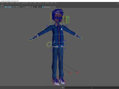 Child Young Teen Cartoon man Rigged Low-poly 3D Model