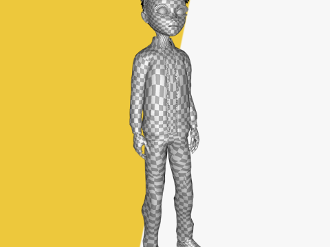 Child Young Teen Cartoon man Rigged Low-poly 3D Model