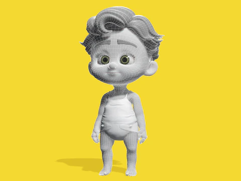 Free Toon Child Stylized Cartoon Kid Rigged Baby Character 3D Model