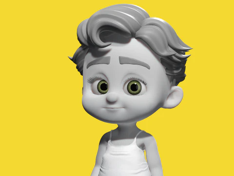 Free Toon Child Stylized Cartoon Kid Rigged Baby Character 3D Model