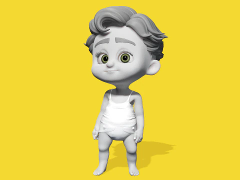 Free Toon Child Stylized Cartoon Kid Rigged Baby Character 3D Model