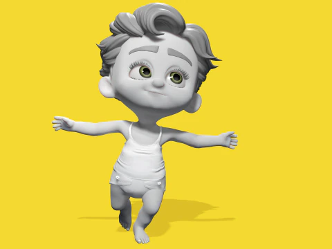 Free Toon Child Stylized Cartoon Kid Rigged Baby Character 3D Model
