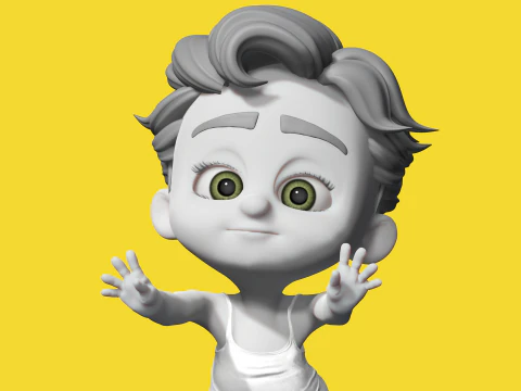Free Toon Child Stylized Cartoon Kid Rigged Baby Character 3D Model