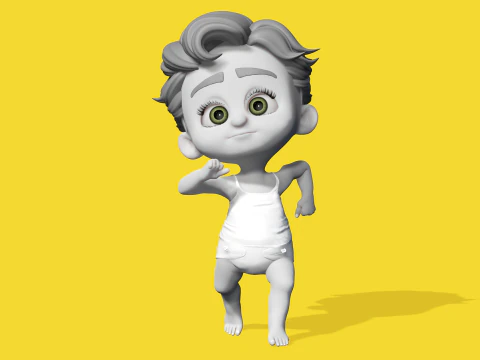 Free Toon Child Stylized Cartoon Kid Rigged Baby Character 3D Model