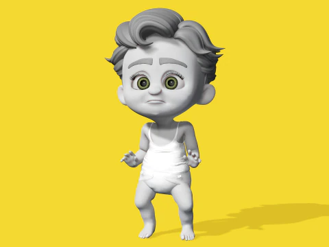 Free Toon Child Stylized Cartoon Kid Rigged Baby Character 3D Model