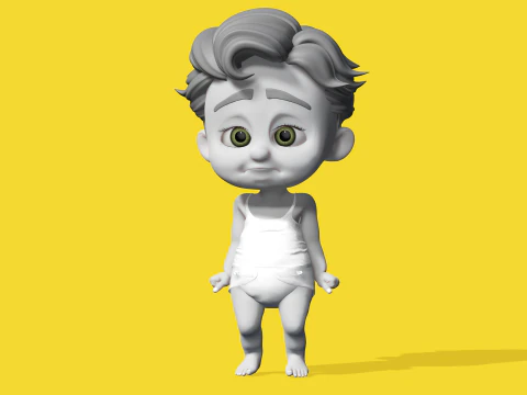 Free Toon Child Stylized Cartoon Kid Rigged Baby Character 3D Model