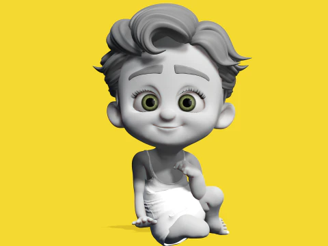 Free Toon Child Stylized Cartoon Kid Rigged Baby Character 3D Model