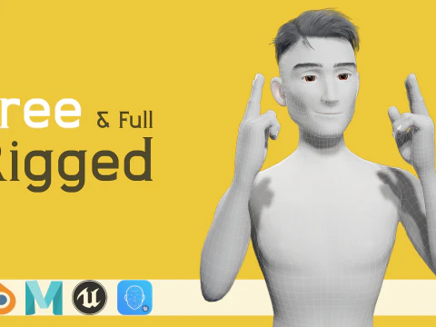 Kartun Bergaya Gratis Pria Rigged Toon Pemuda Kartun 3D Model 3D