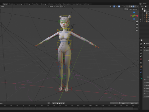 Free Stylized Cartoon Female Young Woman with Perfect Topology Model 3D