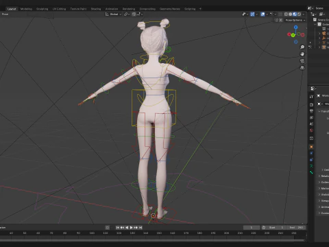 Free Stylized Cartoon Female Young Woman with Perfect Topology 3D Model