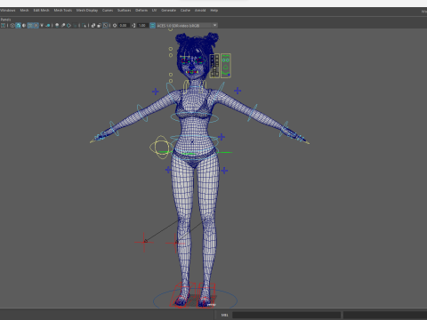 Free Stylized Cartoon Female Young Woman with Perfect Topology Model 3D