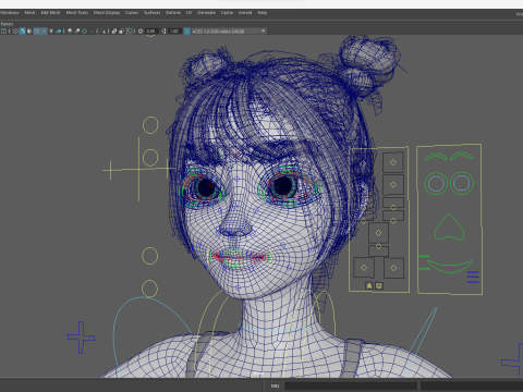 Free Stylized Cartoon Female Young Woman with Perfect Topology Model 3D