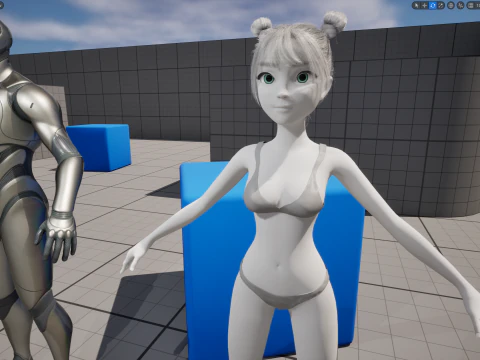 Free Stylized Cartoon Female Young Woman with Perfect Topology 3D Model