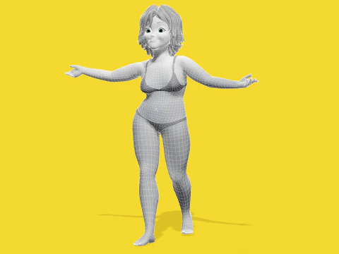 Free Stylized Cartoon Older Woman Rigged Elderly grandmother 3D Model
