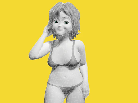 Free Stylized Cartoon Older Woman Rigged Elderly grandmother 3D Model