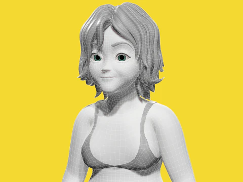 Free Stylized Cartoon Older Woman Rigged Elderly grandmother 3D Model