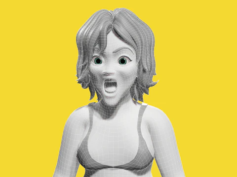 Free Stylized Cartoon Older Woman Rigged Elderly grandmother 3D Model