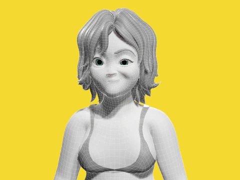Free Stylized Cartoon Older Woman Rigged Elderly grandmother 3D Model