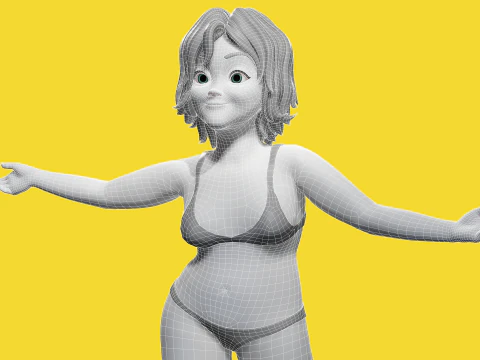 Free Stylized Cartoon Older Woman Rigged Elderly grandmother 3D Model