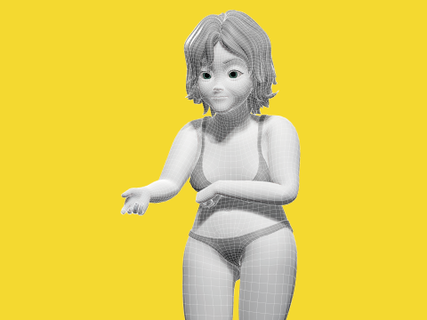 Free Stylized Cartoon Older Woman Rigged Elderly grandmother 3D Модель