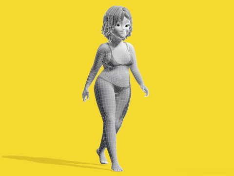 Free Stylized Cartoon Older Woman Rigged Elderly grandmother 3D Модель