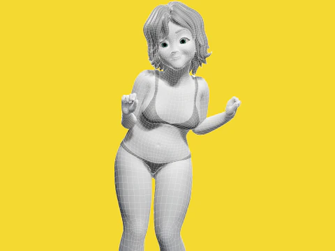 Free Stylized Cartoon Older Woman Rigged Elderly grandmother 3D Model