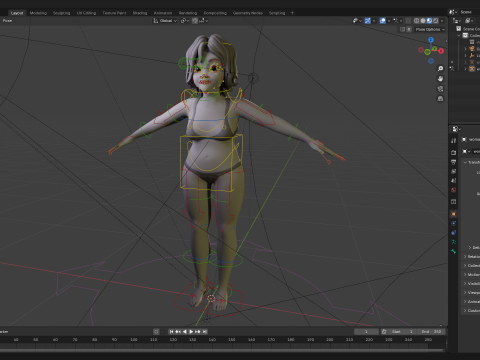 Free Stylized Cartoon Older Woman Rigged Elderly grandmother 3D Модель
