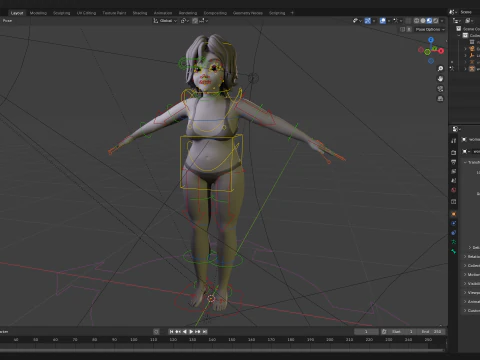 Free Stylized Cartoon Older Woman Rigged Elderly grandmother 3D Model