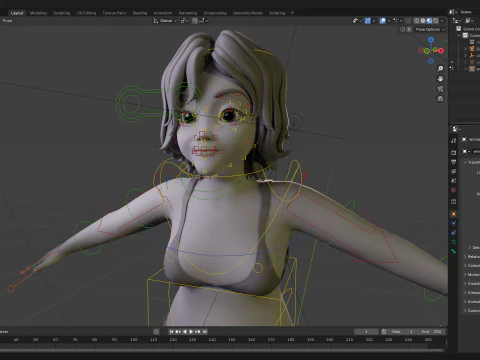 Free Stylized Cartoon Older Woman Rigged Elderly grandmother 3D Model