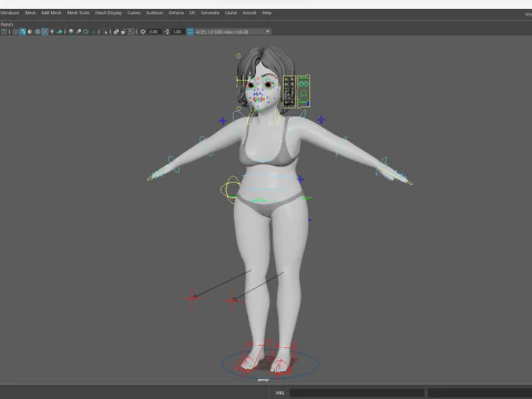 Free Stylized Cartoon Older Woman Rigged Elderly grandmother 3D Model